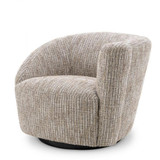 Eichholtz Colin Swivel Chair, Right, Mademoiselle Beige Fabric, Black Base, 35.43"W (A115433 YV0J041VR1) 