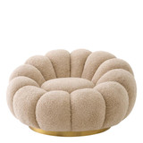 Eichholtz Mello Swivel Chair, Canberra Sand Fabric, Brushed Brass Base, 45.28"W (A116962 YV0J041VRH) 