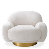 Eichholtz Udine Swivel Chair, Lyssa Off-White Fabric, Brushed Brass Base, 37.4"W (A116066 YV0J041WN0) 