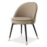 Eichholtz Cooper Dining Chair, Set of 2, Beige, Gray Piping, Black & Brass Legs, 32.68"H (A116571 YV0J03YX1J) 