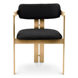 Eichholtz Donato Dining Chair, Boucle Black Fabric, Brushed Brass, 31.5"H (A116347 YV0J03YX_X) 