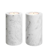 Eichholtz Tobor Tea Light Candle Holder, Medium, Set of 2, White Marble, 3.94"W (112683 YV0J041WPD) 