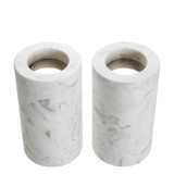 Eichholtz Tobor Tea Light Candle Holder, Medium, Set of 2, White Marble, 3.94"W (112683 YV0J041WPD) 