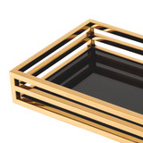 Eichholtz Ersa Tray, Gold, Black Glass, 23.62"W (112882 YV0J041WQ5) 