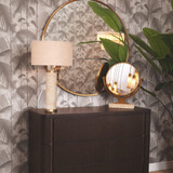 Eichholtz Briancon Table Mirror, Antique Brass, Mirror Glass, Travertine Base, 11.81"W (117050 YV0J03YYZZ) 