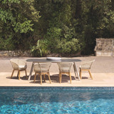 Eichholtz Trinity Outdoor Dining Chair, Natural Teak, Cream Rope, White Cushion, 25.2"W (117014 YV0J041RRQ) 