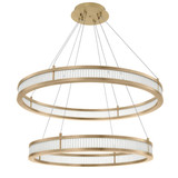 Eichholtz Damien Chandelier, 2-Light, 2-Tier, LED Integrated, Antique Brass, Frosted Glass, 33.46"W (113902UL YV0J03YU34) 