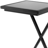 Eichholtz Cross Side Table, Gunmetal Bronze, Black Glass, 23.62"H (109687 YV0J041UQ5) 