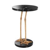 Eichholtz Lagoon Side Table, Polished Brass, Black Marble Top, Black Granite Base, 24.41"H (112201 YV0J041UQN) 