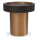 Eichholtz Otus Side Table, Round, Mocha, Brushed Brass, 19.88"H (117401 YV0J041URD) 