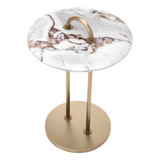Eichholtz Zappa Side Table, Brushed Brass, White, 22.83"H (117492 YV0J041VNR) 