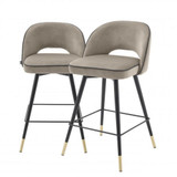 Eichholtz Cliff Counter Stool, Set of 2, Savona Greige Velvet, Black Piping, Black & Brass Legs, 36.42"H (A113712 YV0J03YW1D) 