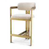 Eichholtz Donato Counter Stool, Boucle Cream Fabric, Brushed Brass, 38.19"H (A115049 YV0J03YW1J) 