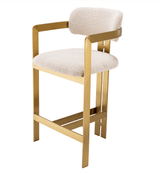 Eichholtz Donato Counter Stool, Boucle Cream Fabric, Brushed Brass, 38.19"H (A115049 YV0J03YW1J) 