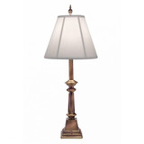 Stiffel Buffet Lamp, 1-Light, Antique Brass, Off-White Silk Shantung Fabric Shade, 31"H (BL-2142-1277-AB YV0J07RRDK) 
