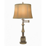 Stiffel Swing Arm Table Lamp, 1-Light, Amber Tortoise Shell, Tan Silk Shantung Fabric Shade, "W (SWTL-K4029-K3098-ATS YV0J07RTE9) 