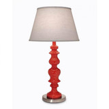 Stiffel Table Lamp, 1-Light, Gloss Red, Satin Nickel, Cream Aberdeen Fabric Shade, 27"H (TL-5855-AC9848-GRD YV0J07RTEY) 