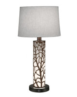 Stiffel Laser Cut Table Lamp, Branches, 1-Light, Oil-Rubbed Bronze, Opal Acrylic, Rolled-Edge Cream Aberdeen Fabric Shade, 29"H (TL-6667-LCB-ACR-OB YV0J07RUAY) 