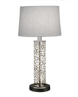 Stiffel Laser Cut Table Lamp, Cathedral, 1-Light, Silver, Rolled-Edge Cream Aberdeen Fabric Shade, 29"H (TL-6667-LCH-SVPC YV0J07RUC4) 