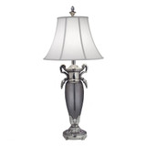 Stiffel Table Lamp, 1-Light, Polished Nickel, Black, Off-White Silk Shantung Fabric Shade, 36"H (TL-6742-6744-PNB YV0J07RUCM) 