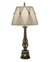 Stiffel Table Lamp, 1-Light, Roman Bronze, Ivory Shadow Pleated Champagne Whisper with Rosettes Fabric Shade, 37"H (TL-K2054-K683-RB YV0J07RV9T) 