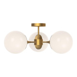 Alora Lighting Nouveau Semi-Flush Mount, 3-Light, Aged Gold, Opal Matte Glass, 25.88"D 