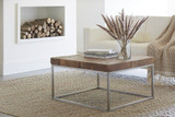 Phillips Collection Teak Puzzle Coffee Table, Square, Teak Top, Stainless Steel Frame, 32"W (ID75956 YV0J07W6RM) 