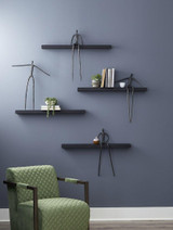 Phillips Collection Moveable Man on Shelf Wall Sculpture, Sitting A, Long Shelf, Black, Black Forged, 32"W (TH99991 YV0J07TAYN) 