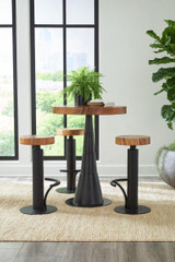 Phillips Collection Chuleta Bar Table, Pedastal Base, Natural Wood Top, Black Base, 32"W (TH110311 YV0J07T53V) 