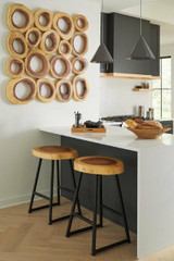 Phillips Collection Chuleta Bar Stool, Chamcha Top, Black Frame, 28"H (TH109886 YV0J07T542) 