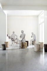 Phillips Collection Crazy Wire Figure Sculpture, Lounging Female, Black, 52"H (CH64907 YV0J07T623) 