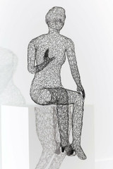 Phillips Collection Crazy Wire Figure Sculpture, Cross-Legged Female, Black, 55"H (CH64909 YV0J07T624) 