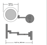Electric Mirror Glamour Lighted Makeup Mirror, Integrated LED, Clear, Matte Black, 7.93"H x 7.93"W  (MM-GLA-WM-MB YUU6011Y4F) 