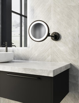 Electric Mirror Blush Lighted Makeup Mirror, Integrated LED, Clear, Matte Black, 9.84"H x 9.84"W  (MM-BLU-WM-MB YUU6011Y49) 