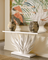 Currey and Company Agave White Console Table 