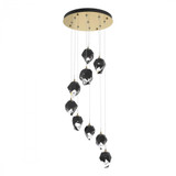 Hubbardton Forge Chrysalis Pendant, 9-Light, Modern Brass, Black Polished Crystal, 20.5"W (131140-SKT-STND-86-BP0754 5YZUGH) 
