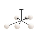 Alora Lighting Cassia Chandelier, 6-Light, Matte Black, Opal Matte Glass, 39.5"D (CH549640MBOP 706TTJW) 