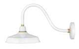 Hinkley Foundry Medium Gooseneck Barn Light Gloss White, Brass 12"W x 13.75"H 
