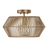 Capital 1-Light Angular Metal Semi-Flush in Matte Brass 