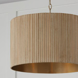 Capital 3-Light Pendant in Matte Brass and Handcrafted Mango Wood in White Wash 