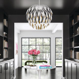 Capital 5-Light Botanical Pendant in Matte White and Buffed Gold 