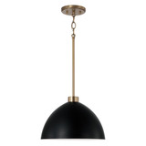 Capital 1-Light Pendant in Aged Brass and Black 