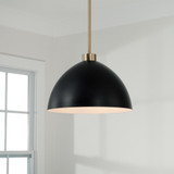 Capital 1-Light Pendant in Aged Brass and Black 