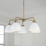 Capital 5-Light Chandelier in Aged Brass and White 