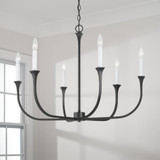 Capital 6-Light Chandelier in Black Iron with Interchangeable White or Black Iron Candle Sleeves 