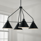 Capital 4-Light Modern Metal Chandelier in Matte Black with White Interior 