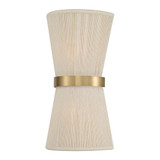 Capital 2-Light Sconce in Hand wrapped Bleached Natural Rope String and Hand-Distressed Patinaed Brass 