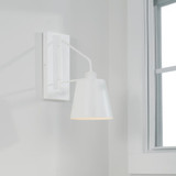 Capital 1-Light Modern Metal Sconce in White 