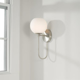 Capital 1-Light Circular Globe Sconce in Brushed Nickel 