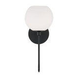 Capital 1-Light Circular Globe Sconce in Matte Black 